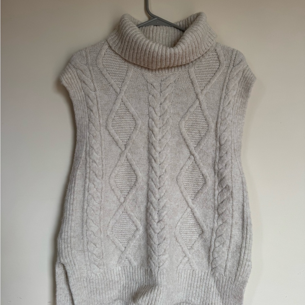 LOFT Cable Knit Turtleneck Sweater - beige